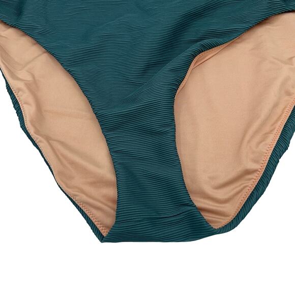 New J. Crew Teal Ribbed High Rise Cheeky Bikini Swim Bathing Suit Bottom Size 3X - Picture 5 of 9